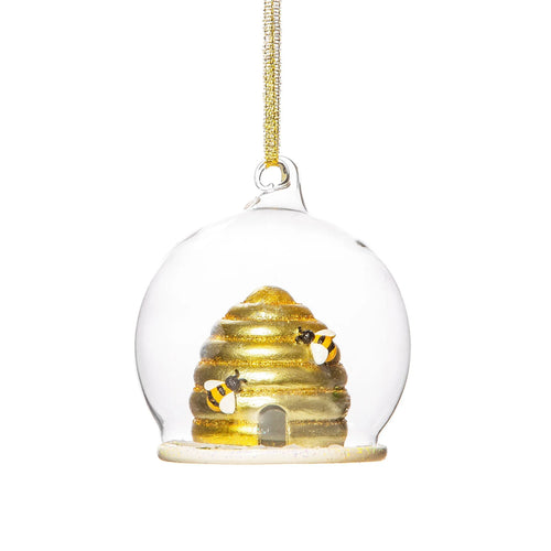 Christmas Beehive Glass Bauble