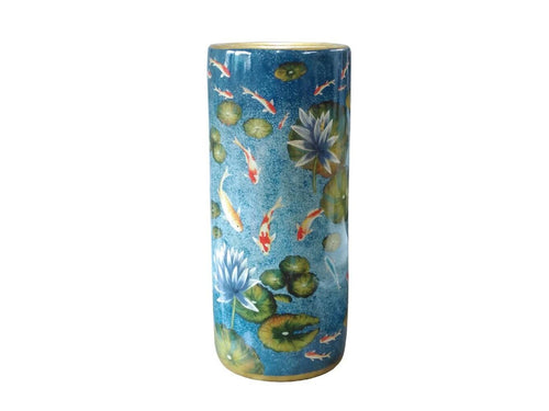 Traditional Japanese Koi and Waterlilies Umbrella Stand / Flower Vase Planter - Boxzy